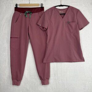 Figs Scrub Set Mineral Mauve Catarina Slim Top XS Zamora Jogger Pant  XSP *stain